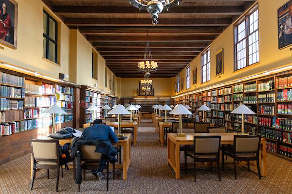 Medford, Mass. - Students study in the Edwin Ginn Library, located in Mugar Hall, during reading day on December 13, 2023. (Jenna Schad/Tufts University)