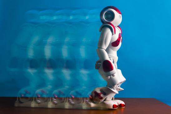 Time-lapse of a robot walking across a table