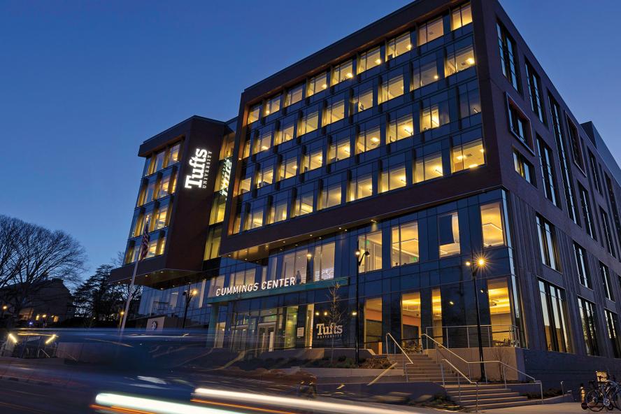 The exterior of Joyce Cummings Center at Tufts University