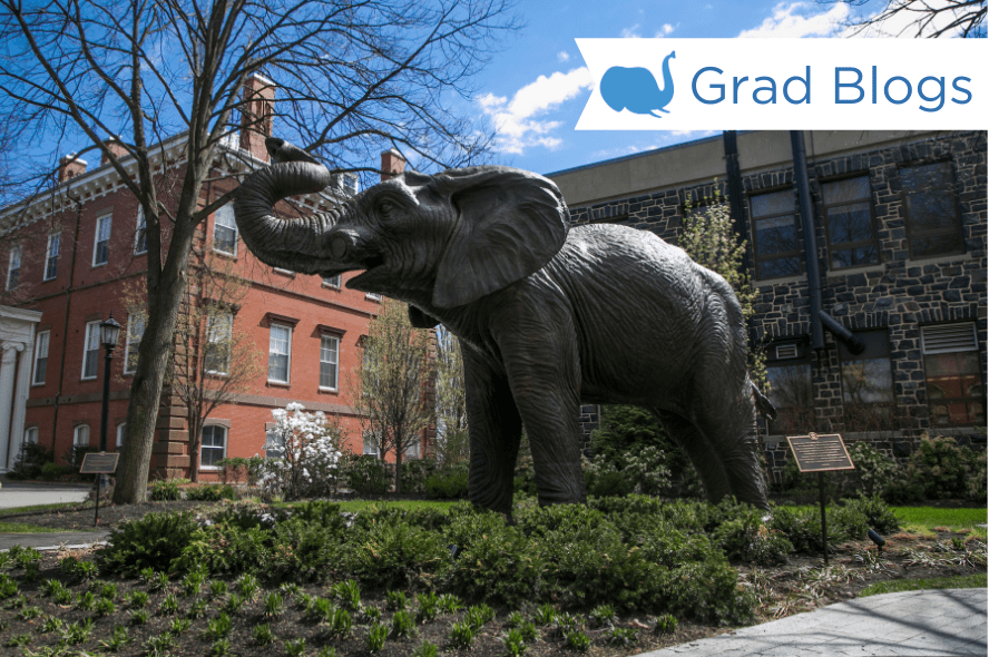 Tufts Jumbo statue outside of Barnum Hall