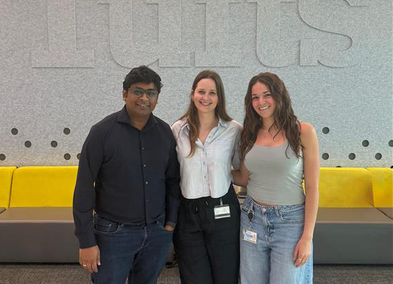 he founding team of Featherweight Devices, which received funding from VentureWell. From left to right: Surya Varchasvi Devaraj, Rachel Riccio, and Leah Berube.