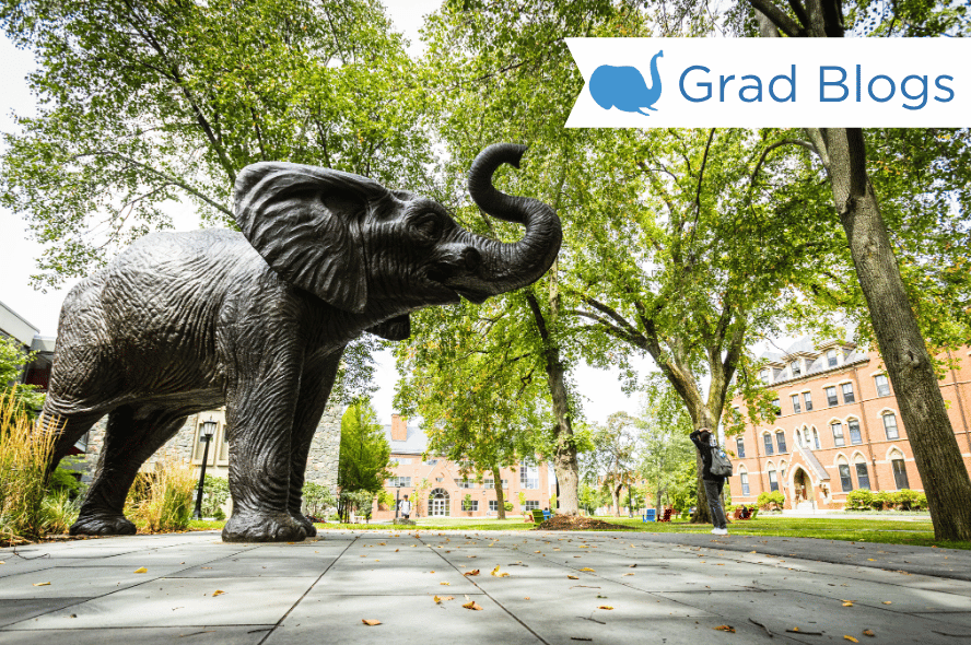 Image of Jumbo the elephant statue on Tufts University campus